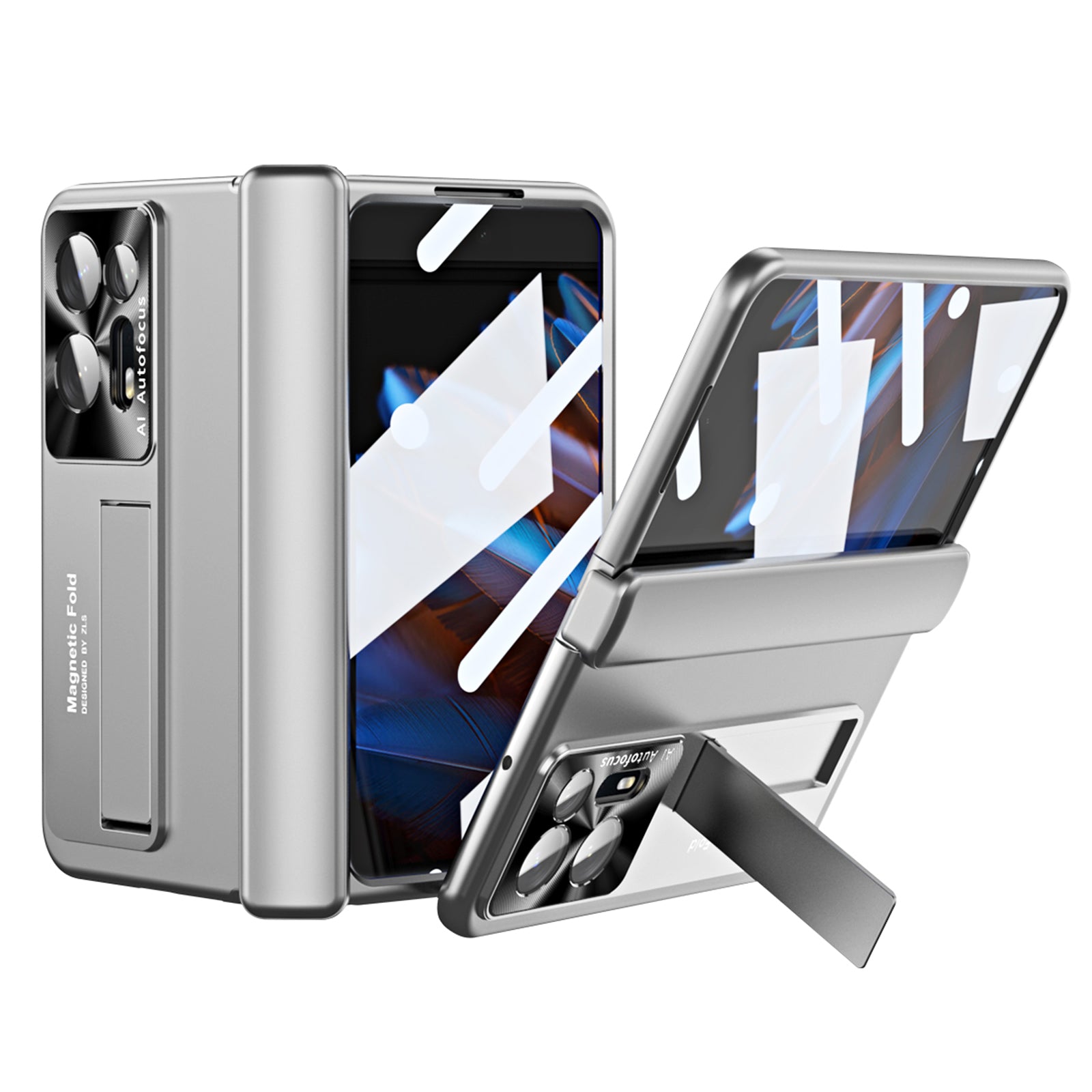 Anti-scratch Phone Case For Oppo Find N2 5G Hinge Protection Kickstand PC Phone Cover with Screen Film Anti-scratch Phone Case For Oppo Find N2 5G Hinge Protection Kickstand PC Phone Cover with Screen Film